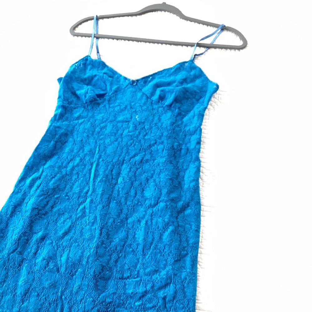 August Moon Intimates Lace Slip Dress Babydoll blue Size M Y2K fairy - Picture 11 of 15